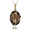 Smoky Quartz and Diamond Pendant in Solid Yellow Gold