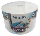 100 Philips 16X DVD-R 4.7GB White Inkjet Hub Printable (Shrink Wrap)