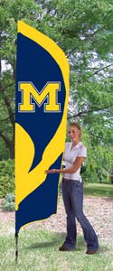 MICHIGAN WOLVERINES 8' TALL TEAM BANNER FLAG + STAND