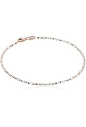 Italian Rose Gold-Tone and Polished Sterling Silver Mezzaluna Chain Anklet