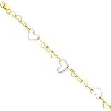 14K Two Tone Gold Heart Fancy Link Bracelet 7.25