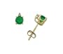 14k Yellow Gold 4mm Round Emerald w/ Diamond (HI-I1-2 0.02ctw) Stud Earrings