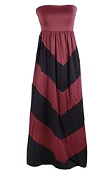 Strapless Chevron Print Polyester Illusion Party Dress/Maxi Dress 