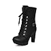 WeenFashion Women's PU Cashmere Lining High Chunky Heels Anti-skidding Bottom Ankle Boots with Lace-up