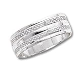 Sterling Silver Diamond-cut 7mm Fancy Ring