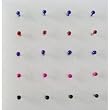 ST Sterling Silver Nose Stud - 5 Color Round Ball Tips - 20 Pieces Box Set