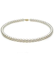 18 inch White Fresh Water Pearl Necklace 9-9.5 mm each - 14kt Yellow Gold
