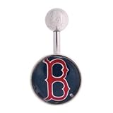 Boston Red Sox 316L Stainless Steel Belly Ring - 14G - 3/8 Inch Bar Length - Sold Individually