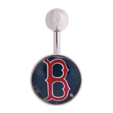 Boston Red Sox 316L Stainless Steel Belly Ring - 14G - 3/8 Inch Bar Length - Sold Individually