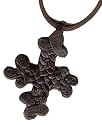 Leather Lalibela Coptic Cross Necklace on Greek Cord - Ethiopia