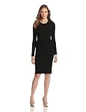 KAMALIKULTURE Women's Long Sleeve Crew Neck Dress, Black, Large