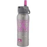 Nathan Hydration 2012 Steel 700ml Flip Straw Water Bottle (Pink Ribbon)