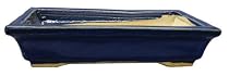 Rectangle bonsai planter / pot - chinese ceramic, cobalt blue glazed