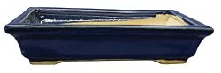 Rectangle bonsai planter / pot - chinese ceramic, cobalt blue glazed