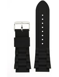 Watch Band Silicone Rubber Link Heavy Black Strap Waterproof Stainless Buckle 24 millimeters