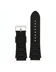 Watch Band Silicone Link Rubber Heavy Black Strap Waterproof Stainless Buckle 22 millimeters
