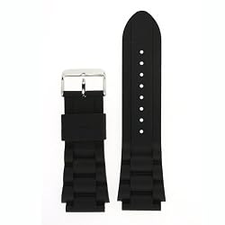 Watch Band Silicone Rubber&nbsp;Link Heavy Black Strap Waterproof Stainless Buckle 24 millimeters