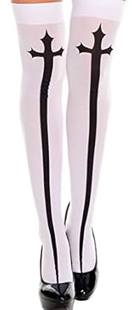 La Vogue 1 Paire Bas Autofixant Fantaisie Croix Collant Transparent