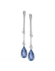 3.57 Topaz & Vs Diamond Hanging Earrings 14k Gold