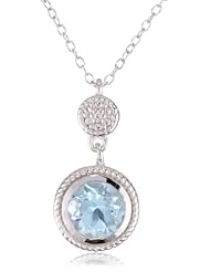 Sterling Silver 7mm Round Color Stone Pendant Necklace, 18"
