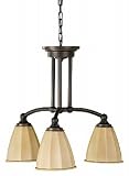 American Fluorescent FAP313RBSCT Faceted Blown Glass Pendant, 3 Light, Oil Rubbed Bronze