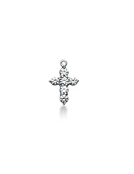 14K White Gold Round Diamond Share Prong Set Cross Pendant (0.90ct)
