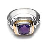 18KY and Sterling Silver Amethyst Ring