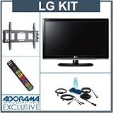 LG 32LD350 32 inch Class 720p HD LCD TV with Advanced Accessory Kit (2 HDMI Cables, 1 RGB Cable, 1 Audio Cable, Plasma / LCD Clean Kit, Monster 6 Outlet Surge Protection, TV Wall and Ceiling Mount)