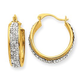 14k Gold 5mm Crystal Hoop Earrings