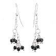 Black Onyx Gemstone Cluster Bead Dangle Earrings with Sterling Silver Links, #7951