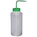 Vestil BTL-WW-32G Wide Mouth Low Density Polyethylene (LDPE) Round Squeeze Wash Bottle with Wide Neck and Green Cap, 32 oz Capacity, Translucent