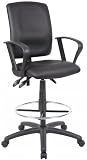 Boss Office Products B1647, Boss Multi-function Leatherplus Drafting Stool W/ Loop Arms