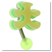 TOP DANGLE Green AMOEBA Acrylic Multi-Layered Belly Ring