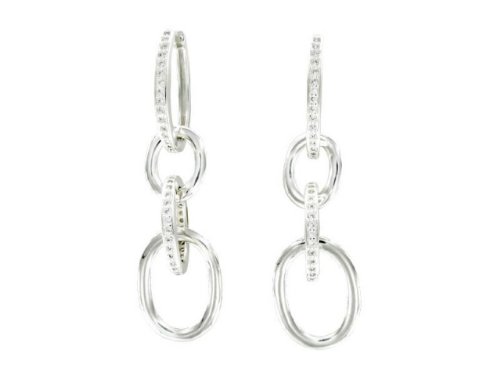 Four Hoops Silver Earrings with Clear Crystals