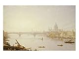 Southwark Bridge and Saint Paul's Cathedral from London Bridge Art Giclee Poster Print by George Fennel Robson, 12x9
