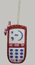4" Tween Christmas Cell Phone with Smiley Face Text Message Holiday Ornament