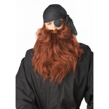 Old Tyme Pirate Beard and Moustache (Reddish Orange) Great 