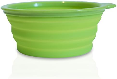 Collapsible Travel Dog Bowls for Large and Small Pets - Made of High Quality BPA-Free Silicone for Food and Water - 2 Bowl Set With Portable Carry Case for Easy Traveling - Collapses to 2 Sizes