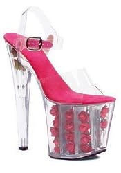 8 Inch Heel Sandal Women'S Size Shoe With Ankle Strap And Flowers In Platform