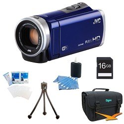 JVC GZ-EX310AUS - HD Everio Camcorder 40x Zoom f1.8 (Blue) with 16GB Bundle