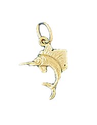 Dazzlers Solid 14k Gold Marlin Sailfish Charm Pendant Available in three colors from jewelsberry (weights: 0.6 grams only)