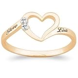 18K Gold over Sterling Diamond Name Promise Ring