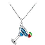 Stainless Steel Blue Margarita Drink Necklace MADE WITH SWAROVSKI ELEMENTS