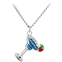 Stainless Steel Blue Margarita Drink Necklace MADE WITH SWAROVSKI ELEMENTS