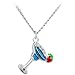Stainless Steel Blue Margarita Drink Necklace MADE WITH SWAROVSKI ELEMENTS