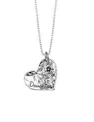 Sterling Silver "Daughter" Heart Pendant Necklace with Flower Charm, 18"