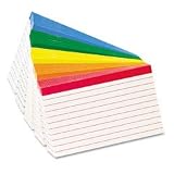 Ruled Color-Coded Index Cards, 3 x 5, Red, Orange, Yellow, Green, Blue