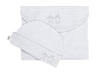 Cocooi Babywrap Newborn Baby Swaddle and Matching Hat, 100% Merino, Dove Grey Stripe