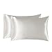 Bedsure Two-Pack Satin Pillowcases Set for Hair Cool and Easy to WASH Queen Size 20x30 Ivory with Envelope Closure