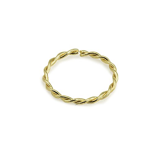 14KT Yellow Gold Seamless Continuous Nose Hoop Ring Twisted Wire 5/16
